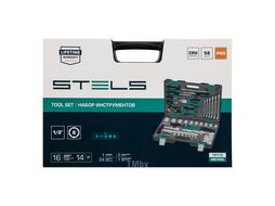 Набор инструмента, 1/2", Cr-V, S2, усиленный кейс, 58 предм. STELS 14113