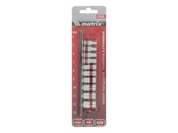 Набор торцевых головок 1/4", 6-ти гр., CrV, 10шт., 4-13мм Matrix 13559