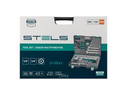 Набор инструмента, 1/4", 1/2", Cr-V, S2, усиленный кейс, 119 предм. STELS 14112