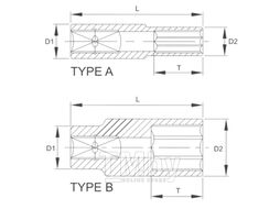Головка торцевая глубокая 6гр. 1/4" 7 мм, LICOTA N2007L