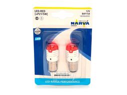 Комплект светодиодных ламп блистер 2шт LED 12V P21/5W 1,4W BAY15d красный свет NARVA 18096