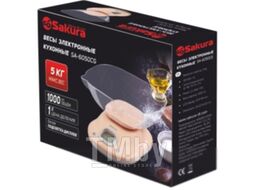 Весы кухон с чашей 5кг электронные беж/сер SAKURA SA-6050CG