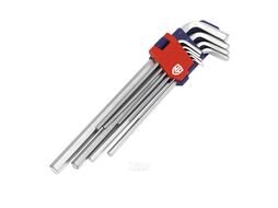 Ключи Г-образные HEX длинные 9шт в держателе, WORKPRO WP222005