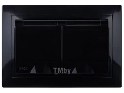 Розетка двойная 2П+З с защ. шт. и крышкой 16А 250В IP44 антрацит "Таймыр" TDM SQ1814-0876