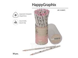 Карандаш HB ч/гр. "HappyGraphix. Девочка и единорог. Сердечки", трехгранный Bruno Visconti 21-0030/72