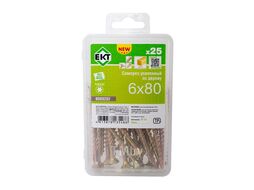 Саморез усиленный по дереву TORX30 6.0x80, потай, желт. цинк (25шт) EKT B009202
