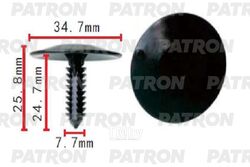 Клипса пластмассовая GM применяемость: шумоизоляция капота PATRON P37-1617