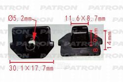 Клипса пластмассовая Lexus, Toyota применяемость: бампер PATRON P37-0510