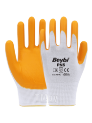 Перчатки с нитриловым покрытием PN-5 жёлто-белые, размер 10 BEYBI PN-5-10Y