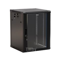 Шкаф коммутационный Hyperline (TWB-1866-GP-RAL9004) настенный 18U 600x600мм пер.дв.стекл 2 бок.пан. 60кг черный 908мм IP20 сталь