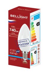 Лампа светодиодная С37 10Вт Е14 6500К LED Bellight