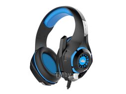Наушники игровые (jack 3.5мм 4pin+ адаптер 2*jack spk+mic, Кабель 2.1м, D 250мм, регулировка громкости) CROWN CMGH-101T Black&Blue