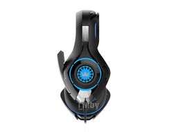 Наушники игровые (jack 3.5мм 4pin+ адаптер 2*jack spk+mic, Кабель 2.1м, D 250мм, регулировка громкости) CROWN CMGH-101T Black&Blue