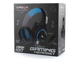 Наушники игровые (jack 3.5мм 4pin+ адаптер 2*jack spk+mic, Кабель 2.1м, D 250мм, регулировка громкости) CROWN CMGH-101T Black&Blue