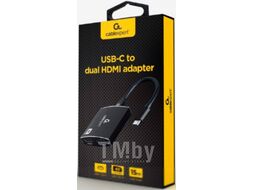 Переходник USB C USB-C (вилка) to 2x HDMI 4K (розетка) 15см CablExpert Gembird A-CM-HDMIF2-01
