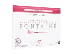 Блок-склейка бумаги для акварели FONTAINE, 100% хлопок, хол.пресс, 24*30, 300г/м2, 25л Clairefontaine 96414C
