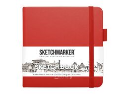 Скетчбук 12*12 см, 140 г/м2, 80 л., красный Sketchmarker 2314202SM