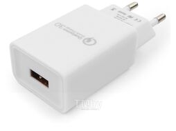 Зарядное устройство QC 3.0, 100/220V - 1 USB порт 5/9/12V, белый Gembird MP3A-PC-16