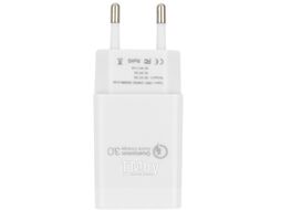 Зарядное устройство QC 3.0, 100/220V - 1 USB порт 5/9/12V, белый Gembird MP3A-PC-16
