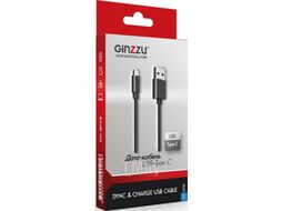 Кабель USB2 Type-C TPE, 1м, черный Ginzzu GC-801B