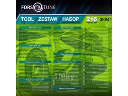 Набор инструментов 216пр. 1/4'' 3/8'' 1/2'' (6гр.) (4-32мм) в пласт. кейсе FORSandTUNE FORSandTUNE-38841