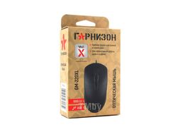 Мышь USB полноразмерная, 1000 DPI, 2кнопки+колесо с нажатием, кабель 2м, черная Гарнизон GM-220XL