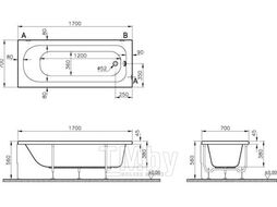 Ванна акриловая Vitra Neon 170х70 с комплектом ножек 52530001000+59990251000