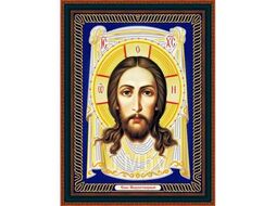 Алмазная мозаика 30*40см, частичная выкладка Иконы "Спас нерукотворный" MENGLEI 33040REL37/ZJВ022_синий