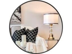 Зеркало круглое в черной алюминиевой раме, диаметр 70 см Emze SHINE.70.70.CHE