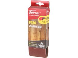 Шлифлента 75х457мм P180 бесконечная 3шт. WORTEX