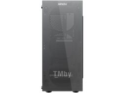 Корпус Miditower, 2*USB2+1*USB3, окно на боковой стенке (акрил), передняя панель из закаленного стекла, блок питания снизу, возможность поставить 4*120мм вентилятора Ginzzu SL190
