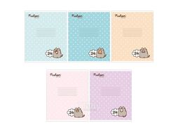 Тетрадь А5 24 л., лин. "Pusheen" скоба сбоку, обл. карт., выб. лак, ассорти Academy Style PS17/5