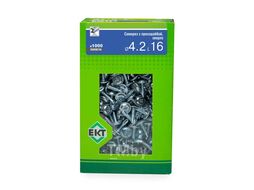 Саморез с прессшайбой, 4.2x16 сверло, цинк, в коробке с окном, (1.000шт) EKT BW000194