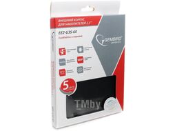 Бокс для жесткого диска 2.5", чёрный, USB 3.0, SATA, нержавеющая сталь Gembird EE2-U3S-60