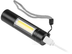 Фонарь ручной светодиодный аккум. 1Вт+1Вт (USB A - micro-USB кабель в комплекте) ЮПИТЕР JP1058