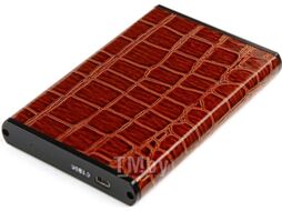 Бокс для жесткого диска 2.5", коричневый, USB 3.0, SATA, металл+кожзам Gembird EE2-U3S-70L-BR
