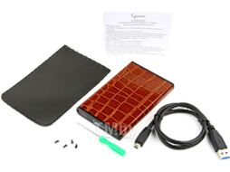 Бокс для жесткого диска 2.5", коричневый, USB 3.0, SATA, металл+кожзам Gembird EE2-U3S-70L-BR