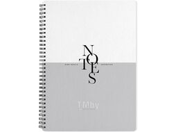Тетрадь А4 96 л., клет. "Notes" спираль сбоку, обл. карт., мат. ламинация, серый Be Smart N3701