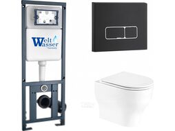 Унитаз подвесной с инсталляцией WeltWasser Erlenbach 004 GL-WT + Marberg 410 + Mar 410 SE MT-BL