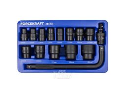 Набор головок ударных 15пр. 1/2" (6-гр.) (10, 12, 13, 14, 15, 17, 19, 21, 22, 24, 27, 30, 32мм) в ложементе FORCEKRAFT FK-4159K