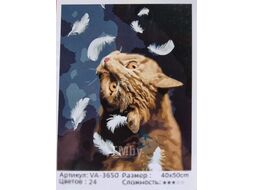 Картина по номерам Kolibriki Котик и перья 40x50 VA-3650