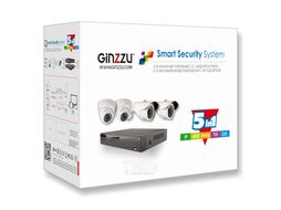 Комплект видеонаблюдения HK-447N GINZZU 4ch, 5MP, HDMI, 2ул+2куп кам 5Mp, IR30м