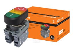 Кнопка двойная MPD2-11Y (зеленая/красная) (LED) в сборе d22мм/220В (I/O) линза желтая TDM SQ0747-0048