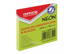 Бумага для заметок на кл. осн. 76*76 мм 100 л., зеленый неон Office Products 14046611-02