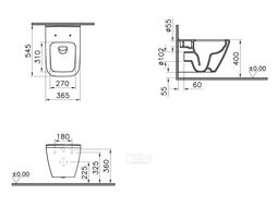 Комплект L-Box Integra Square: унитаз подвесной + сиденье + инсталляция + кнопка Vitra 9856B003-7207