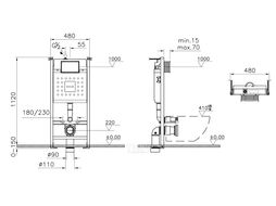 Комплект L-Box Integra Square: унитаз подвесной + сиденье + инсталляция + кнопка Vitra 9856B003-7207