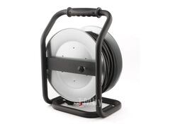 Кабель на катушке PC44701 Power Cube IP44, 30м, 16A, 4розетки c заземлением, резиновый провод с медными жилами 3*1.5 мм2