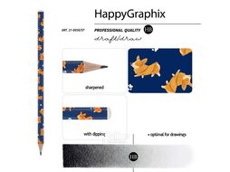 Карандаш HB ч/гр. "HappyGraphix. Городская прогулка. Корги", трехгранный Bruno Visconti 21-0030/57