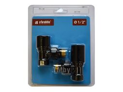 Комплект подключения радиатора угловой 1/2" черный в блистере VIVALDO ARV-BL