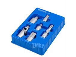 Набор адаптеров 6пр (3/8"(F)x1/2"(M), 1/2"(F)x3/8"(M), 1/2"(F)x3/4"(M), 3/4"(F)x1/2"(M), удлинитель 125мм, кардан 1/2"), в ложементе Forsage F-4068